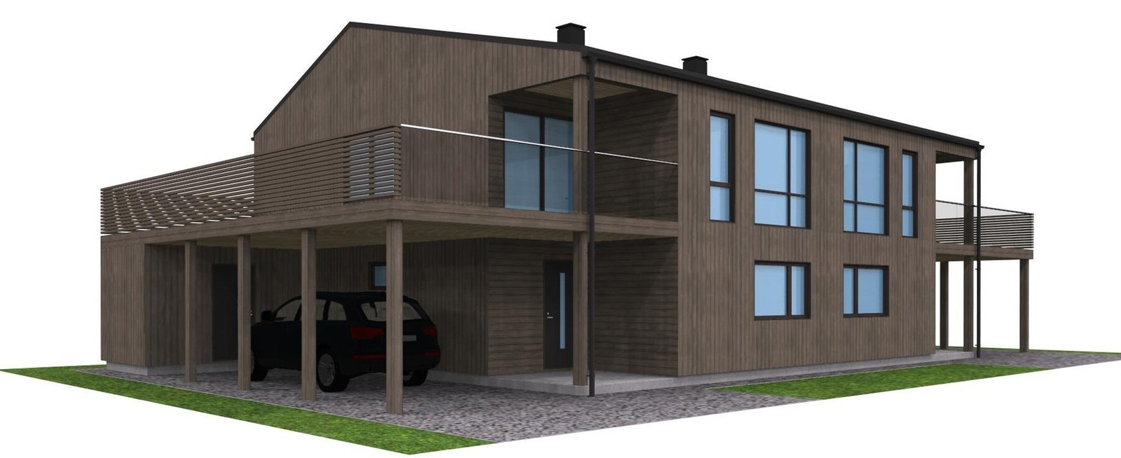 Illustrasjon av prosjektert tomannsbolig. Galleribilde