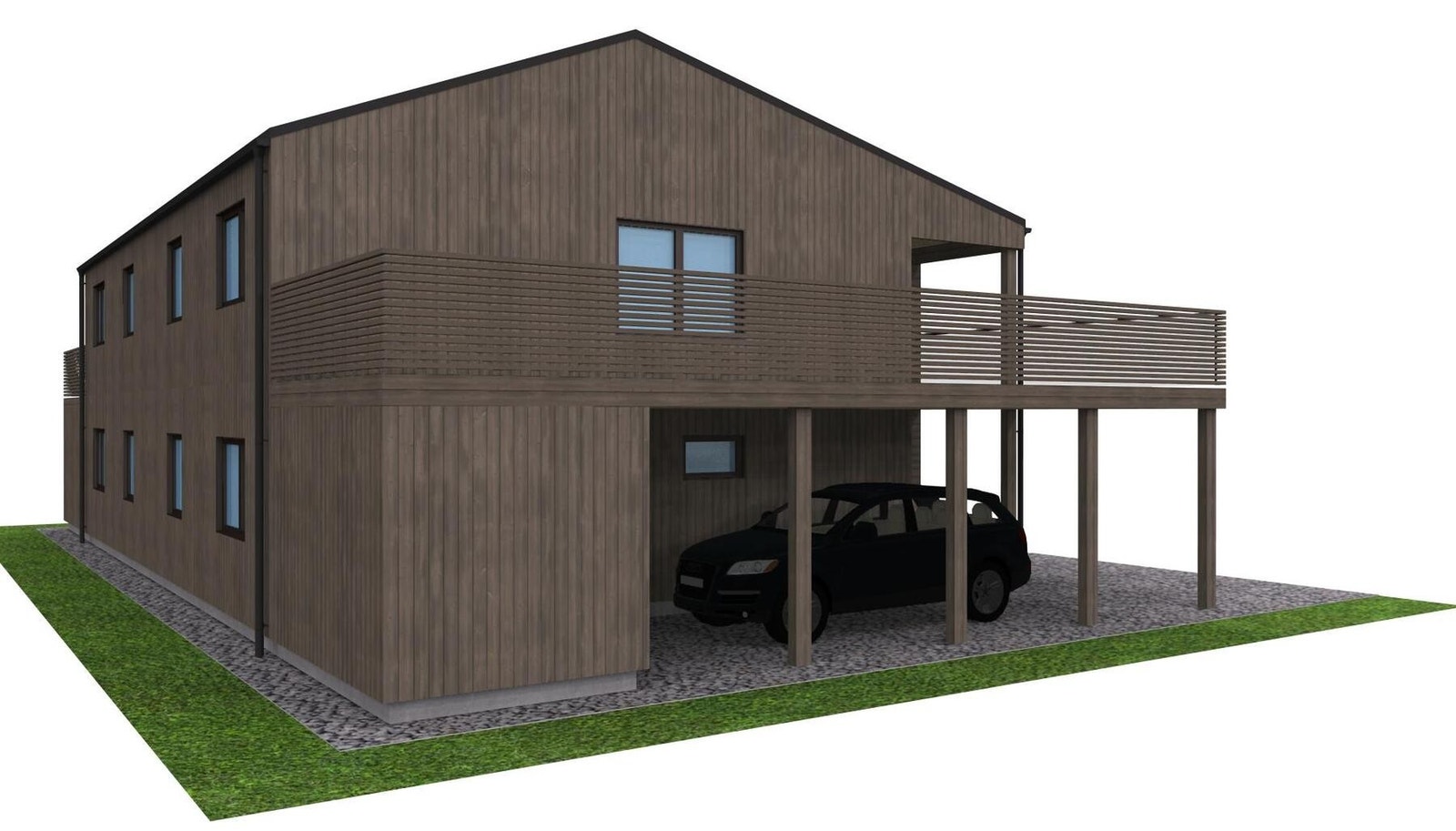 Illustrasjon av prosjektert tomannsbolig. Galleribilde