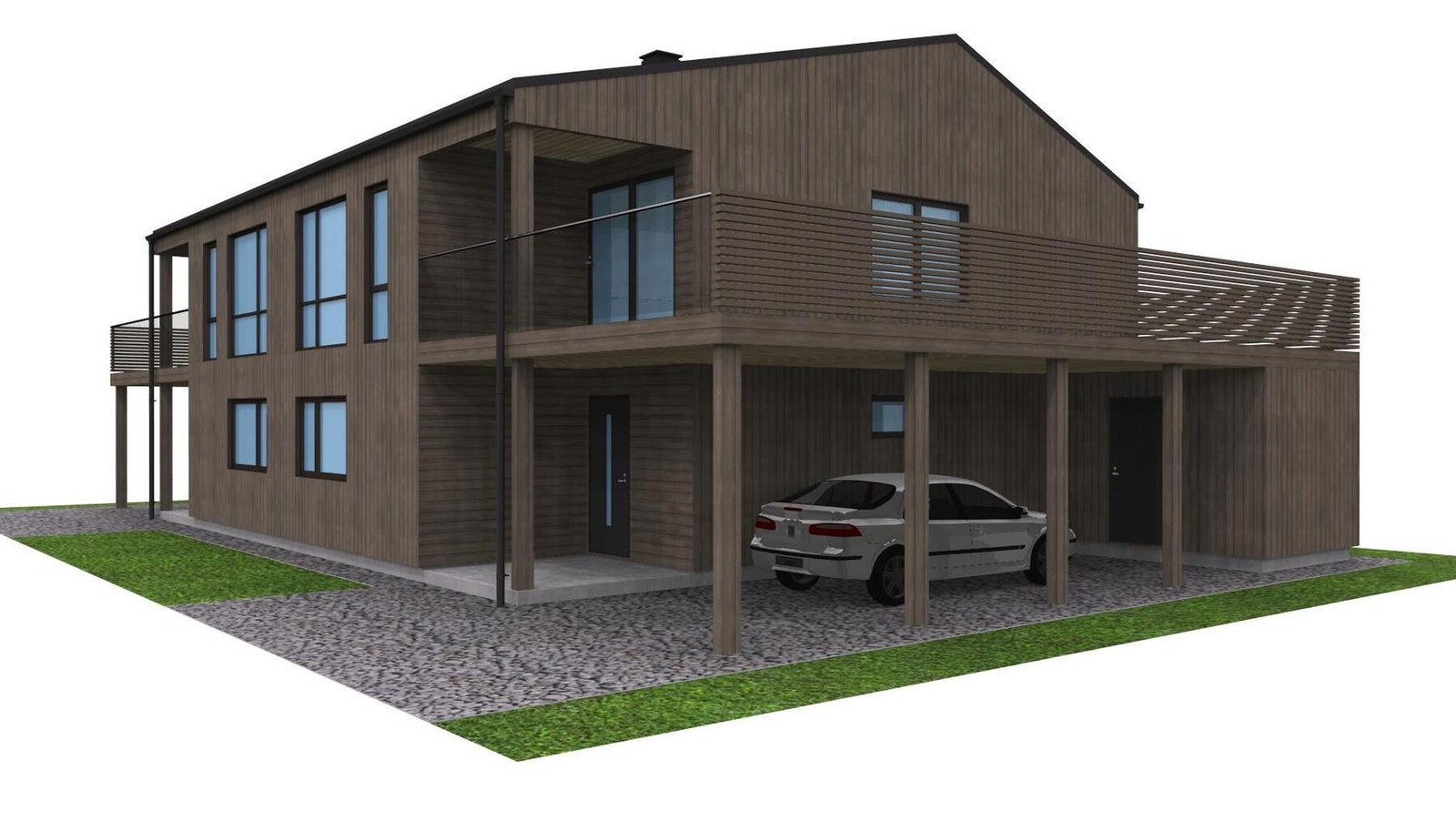 Illustrasjon av prosjektert tomannsbolig. Galleribilde