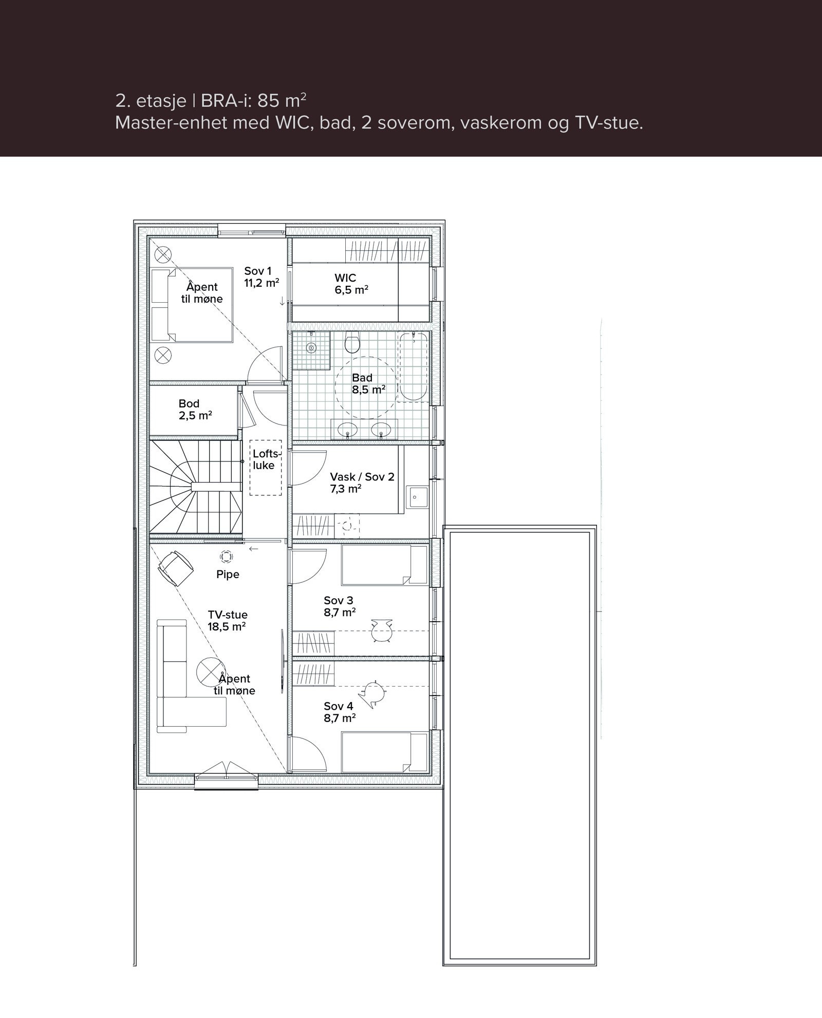 Plantegning - 2.etasje, alternativ 2 Galleribilde