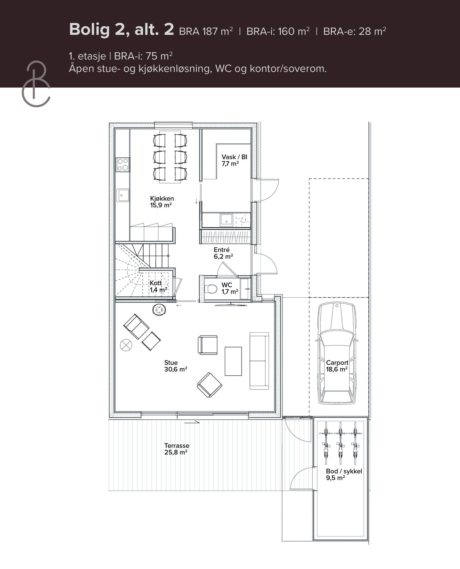 Plantegning - 1.etasje, alternativ 2 Galleribilde