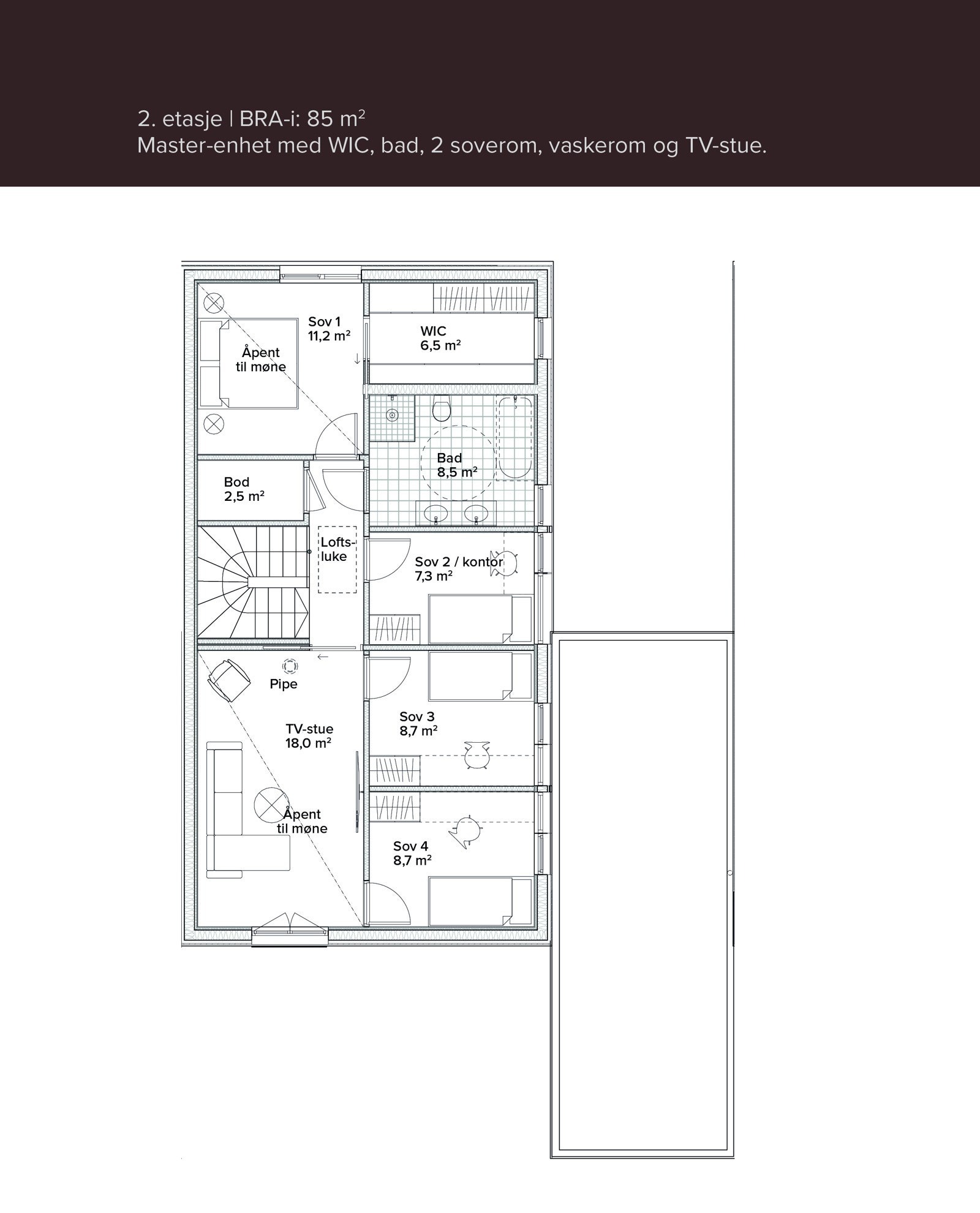 Plantegning - 2.etasje, alternativ 1 Galleribilde