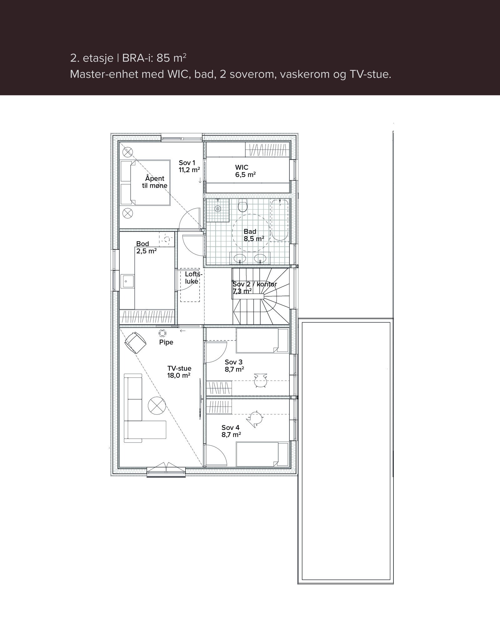 Plantegning - 2.etasje, alternativ 3 Galleribilde