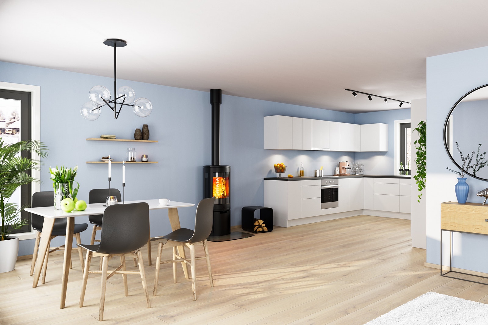 Illustrasjon av kjøkken med spiseplass Galleribilde