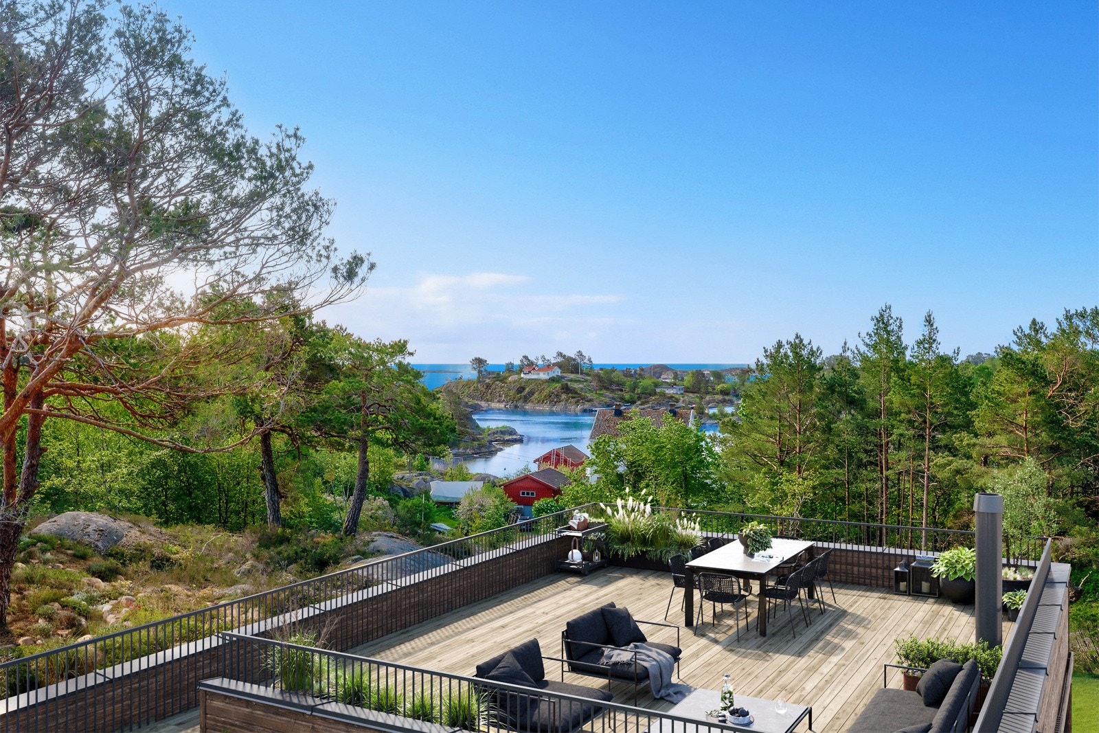 Prosjektet består av 8 familieboliger tegnet av anerkjente Stein Halvorsens Arkitekter med fokus på skånsom plassering i terrenget og nærkontakt med sjøen. Det tas generelt forbehold om vegetasjon, utsikt ifb med prospektet når boligene er ferdigstilt. Galleribilde