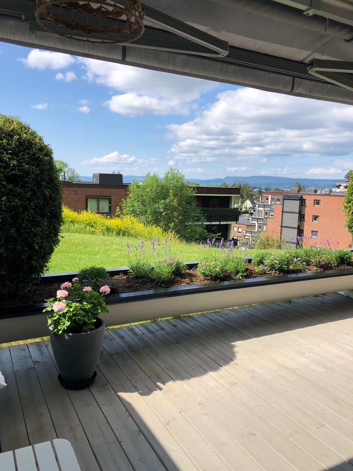 Lun, solfylt terrasse Galleribilde