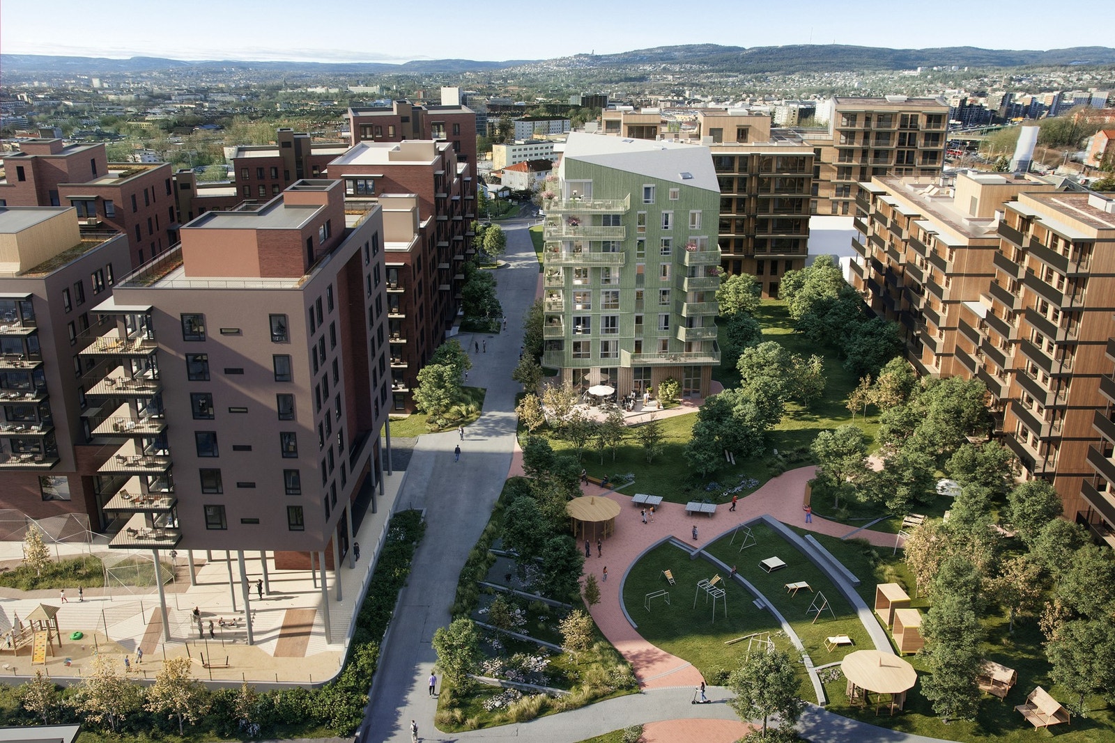 Boligprosjektet Lille Løren Park består av syv hus og 348 leiligheter. Galleribilde