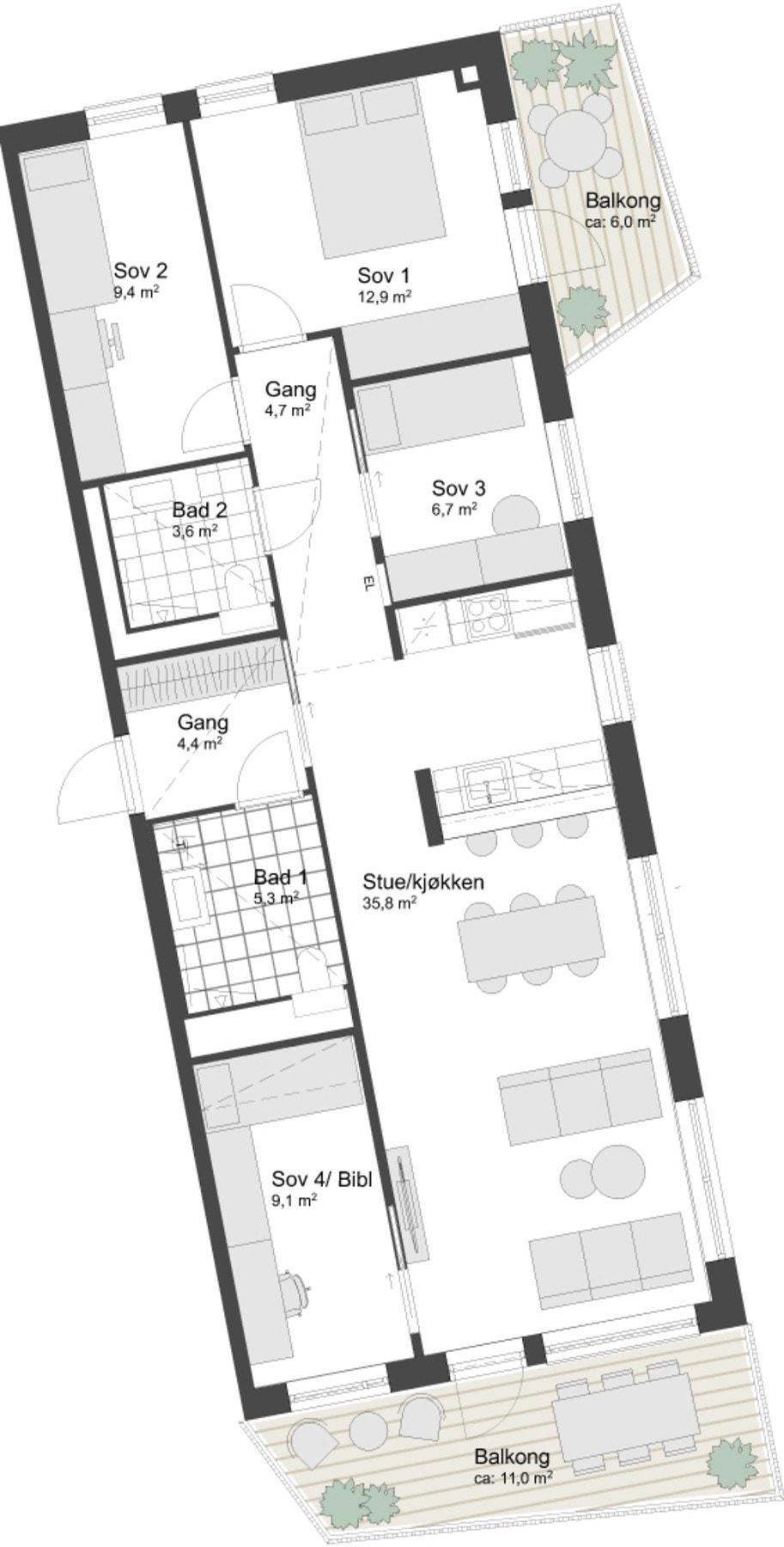 Alternativ planløsning mot pristillegg Galleribilde
