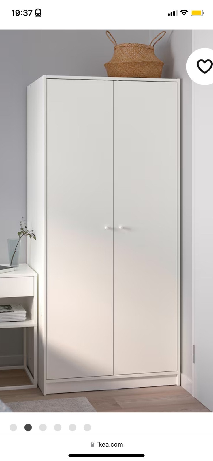 Garderobeskap 2 dører for lille soverom Galleribilde