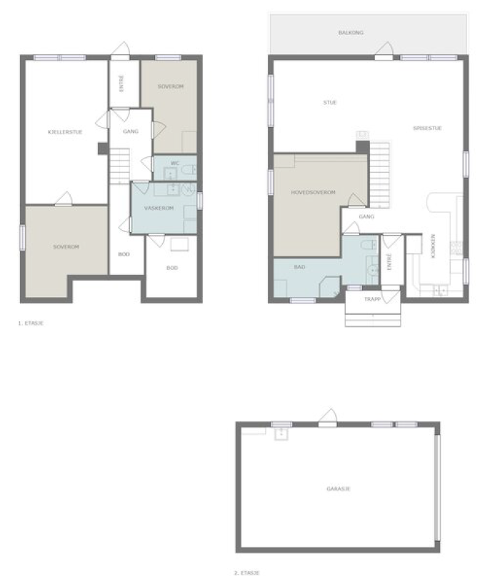 Plantegninger av huset og garasjen. Galleribilde