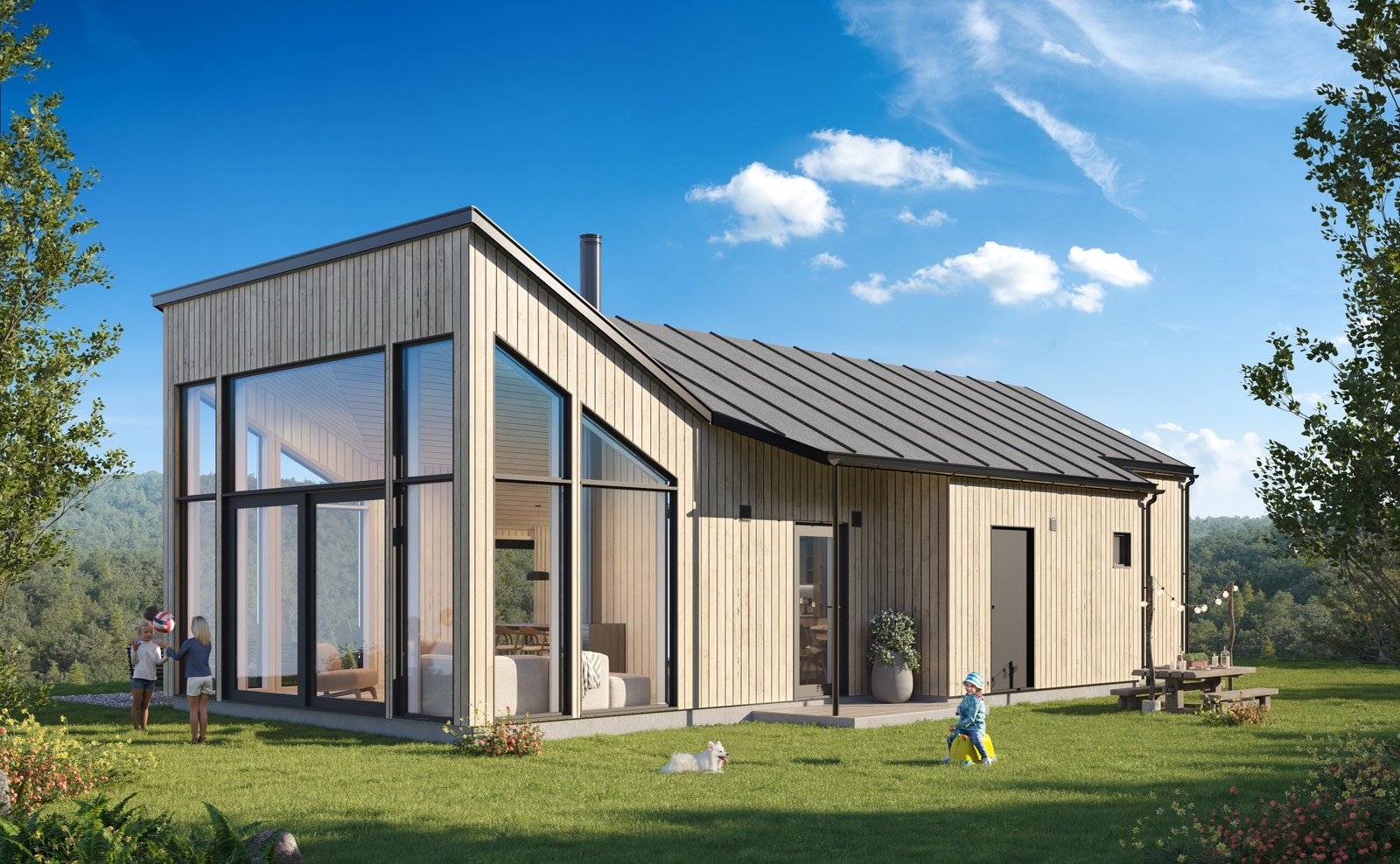 Illustrasjon av fritidsboligen utvendig Galleribilde