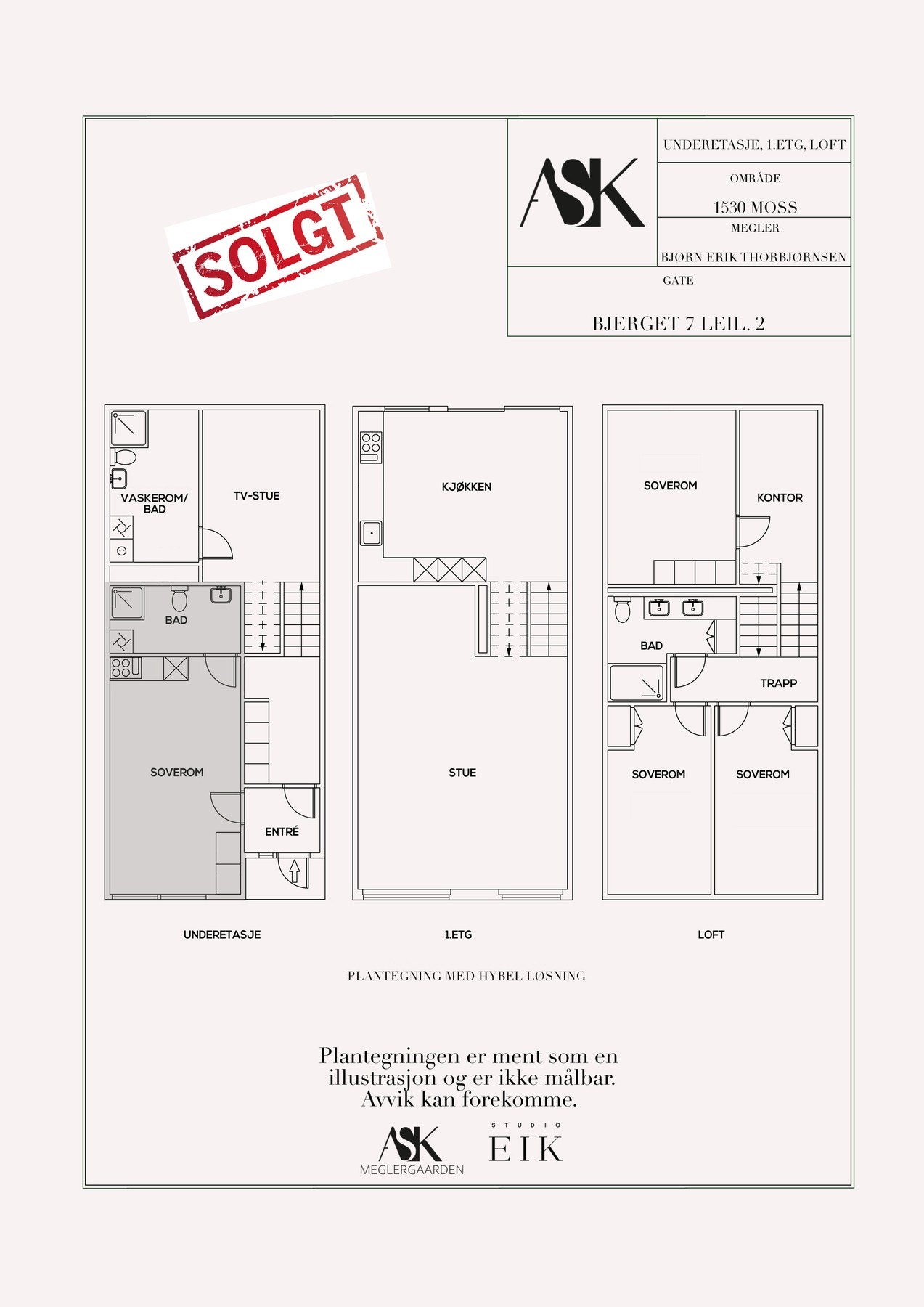 Plantegning byggetrinn A, rekkehus B Galleribilde