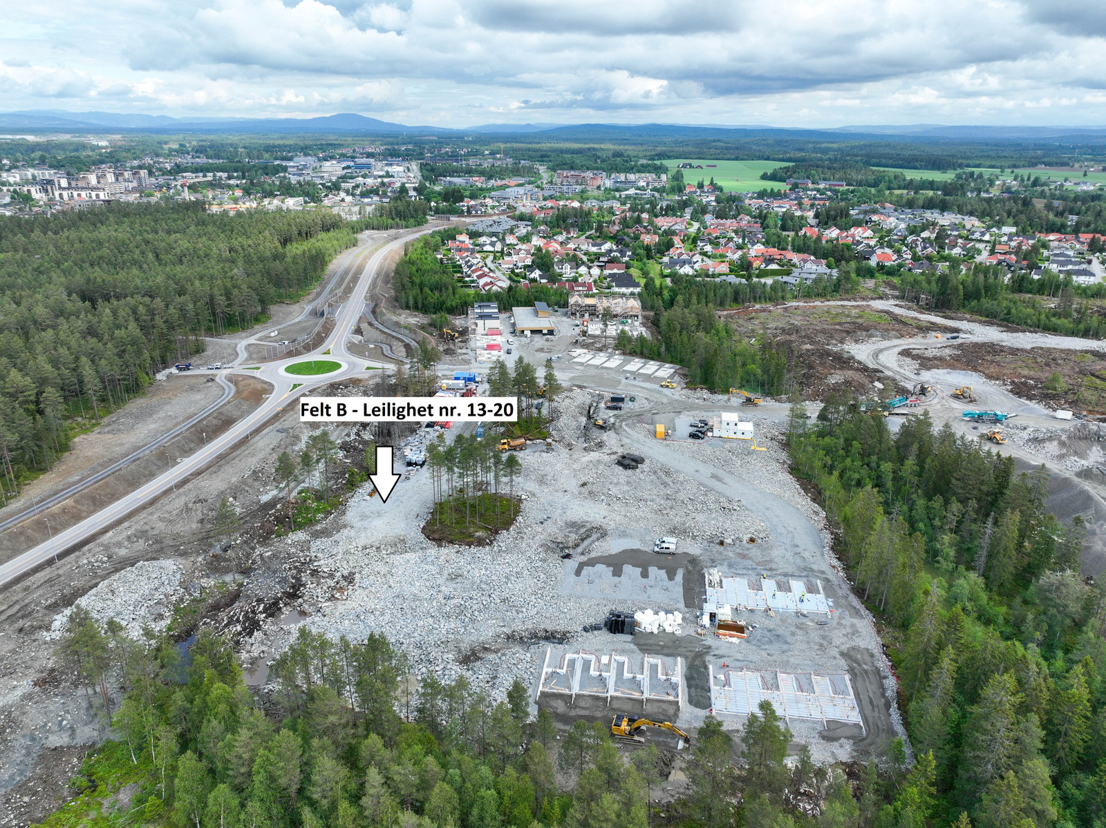 Leilighetenes plassering på feltet