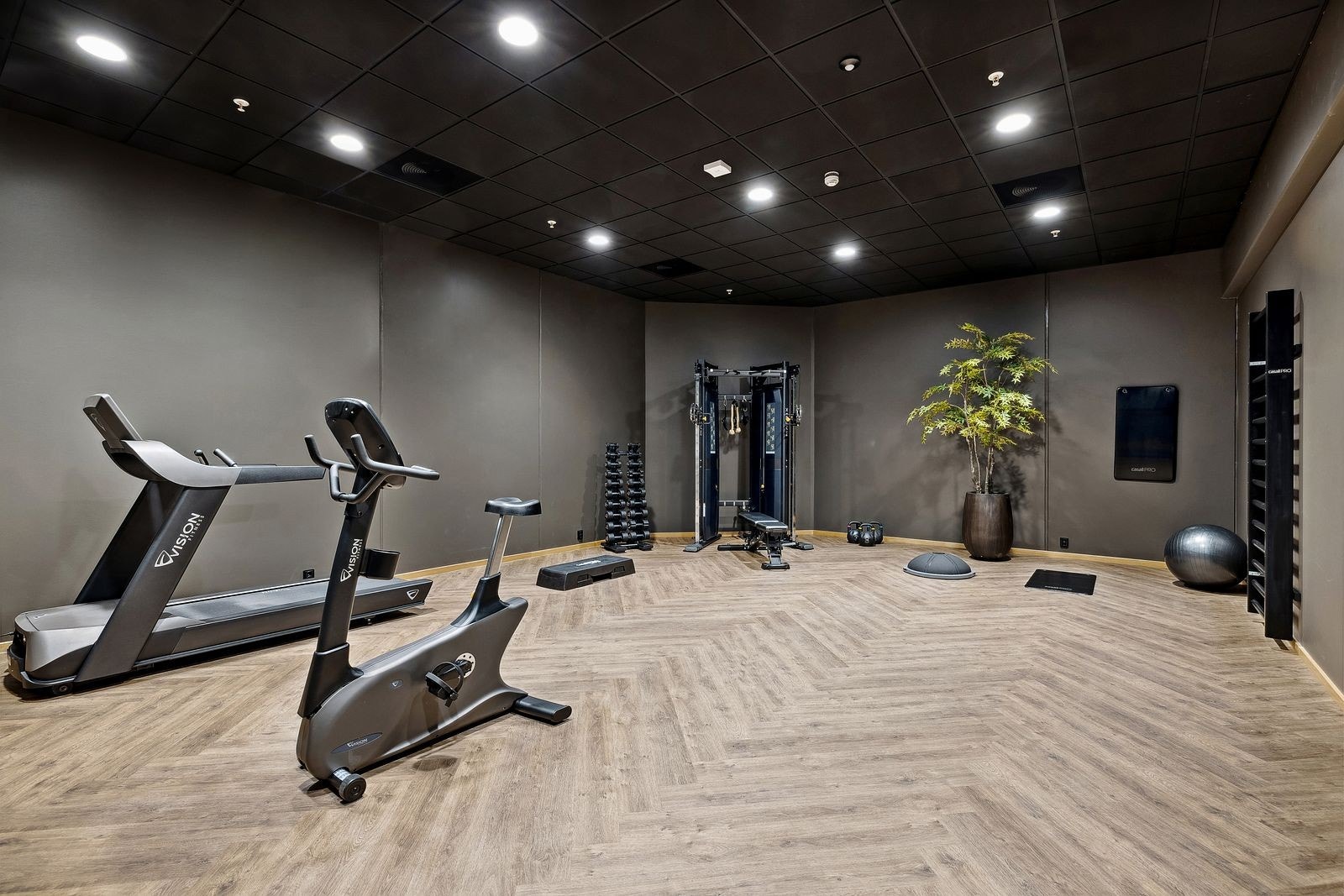 Fint treningsrom i sameiet. I tillegg finnes det egen vaskeplass for bil i kjeller. Galleribilde