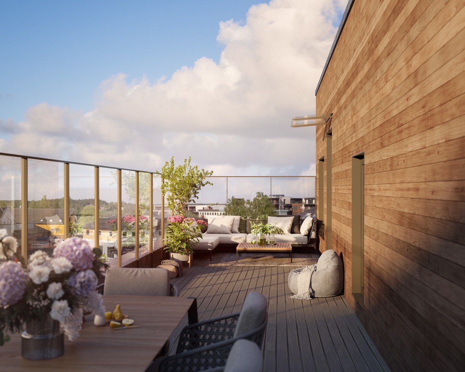 På toppen får noen leiligheter private takterrasser. Galleribilde