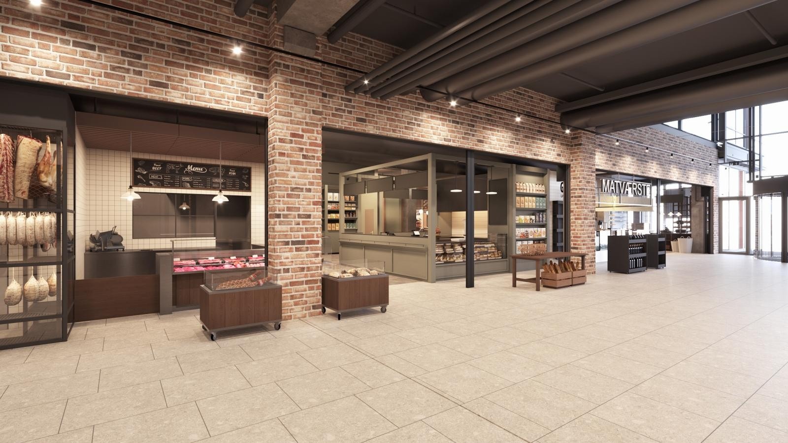 Alle som er glad i god mat og ulike smaker vil finne et bredt utvalg med kvalitetsprodukter og retter på Matværste. Ta heisen ned til det nye matmarkedet i byen! Galleribilde