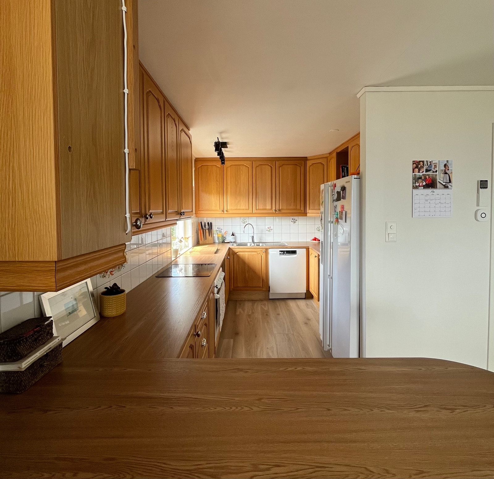 Kjøkken med oppvaskmaskin og kjøleskap/fryser med isbitmaskin. Godt med både skap- og benkeplass. Galleribilde