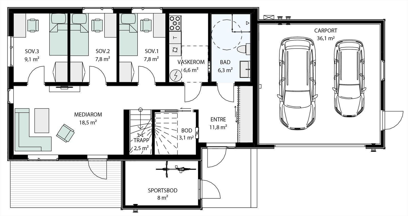 1. etasje i bolig 3 og 4 Galleribilde