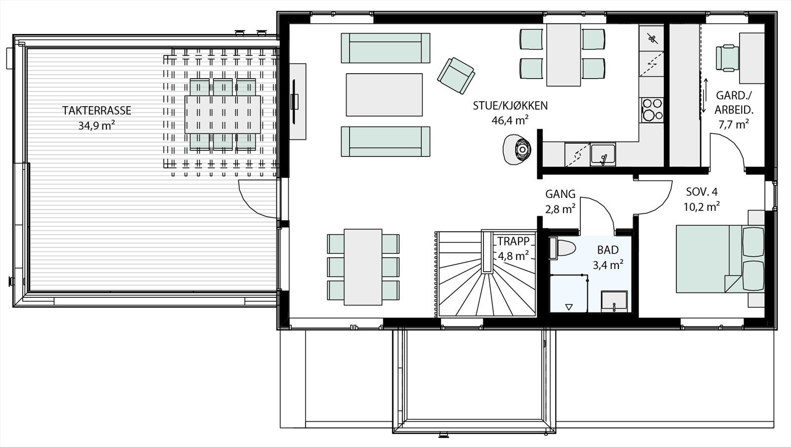 2. etasje i bolig 1 Galleribilde