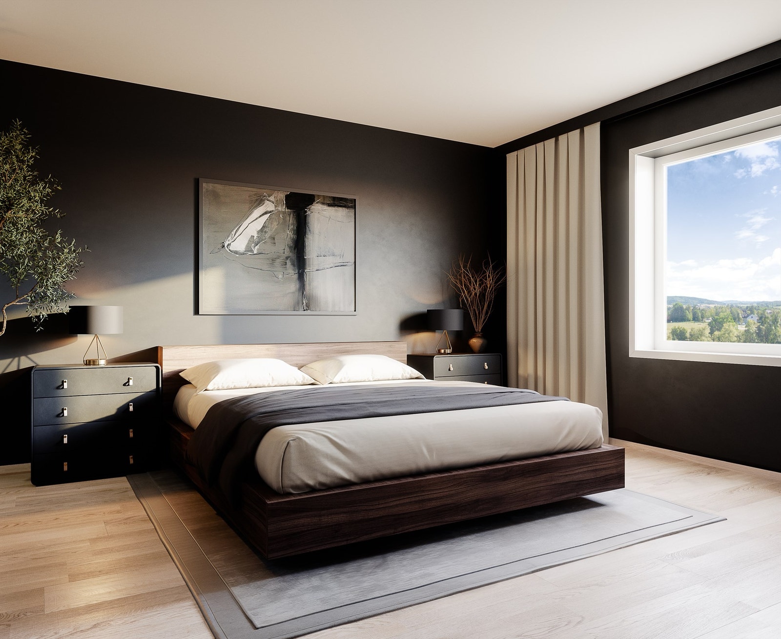 Illustrasjon av soverom. Galleribilde