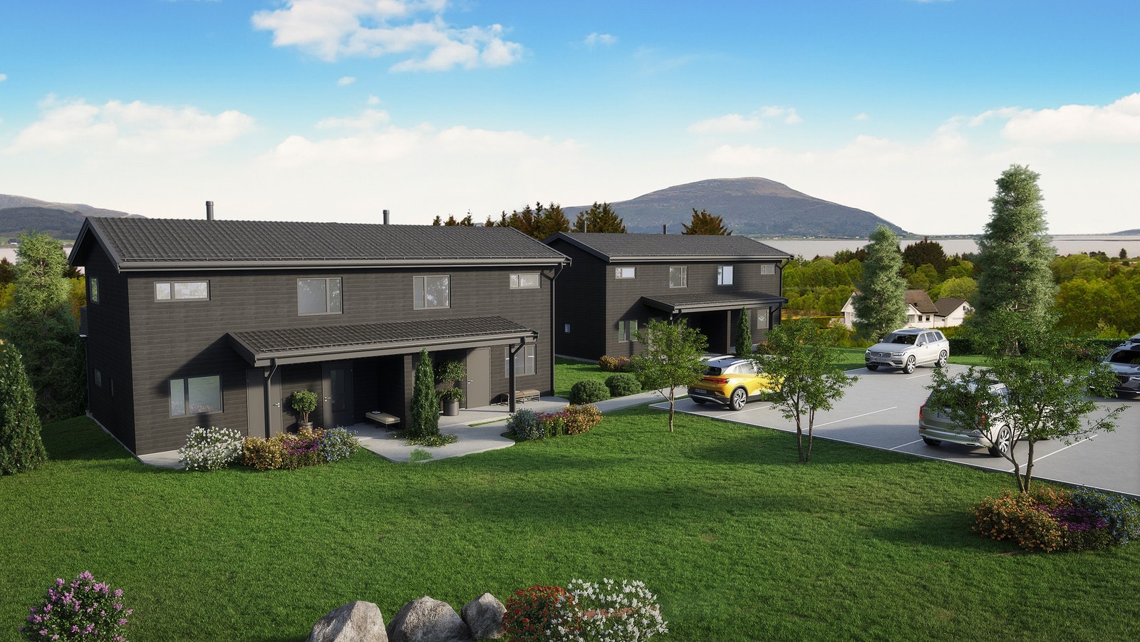 Boligen som annonseres ligger helt til høyre i illustrasjonen. Galleribilde