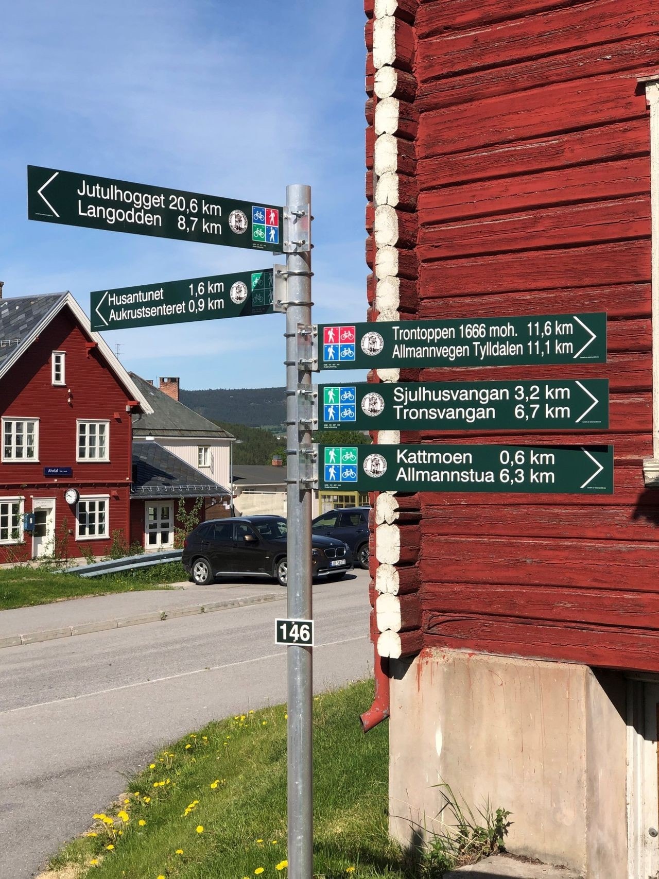 Fra Steia er det skiltet mange turmuligheter Galleribilde