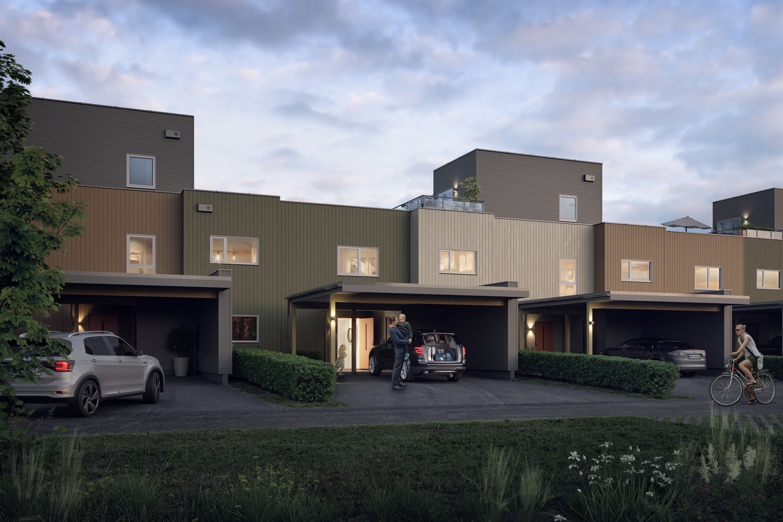 Inngangsparti med plass til 4 biler Galleribilde