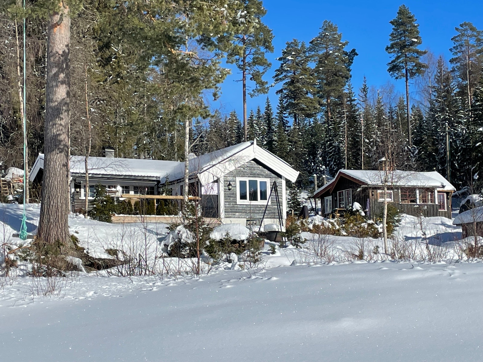 vinter med hytte 405 i front Galleribilde