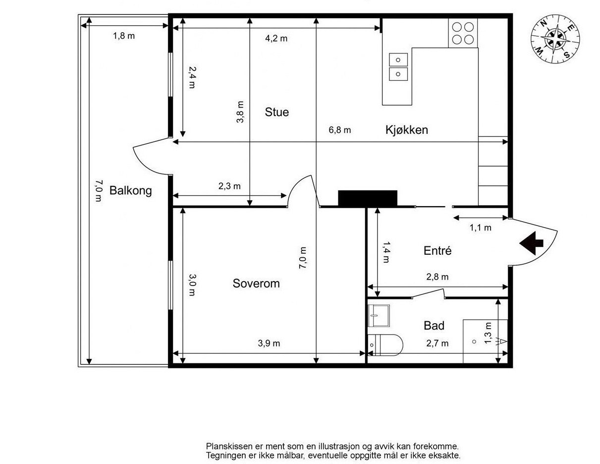Arealeffektiv planløsning. Galleribilde