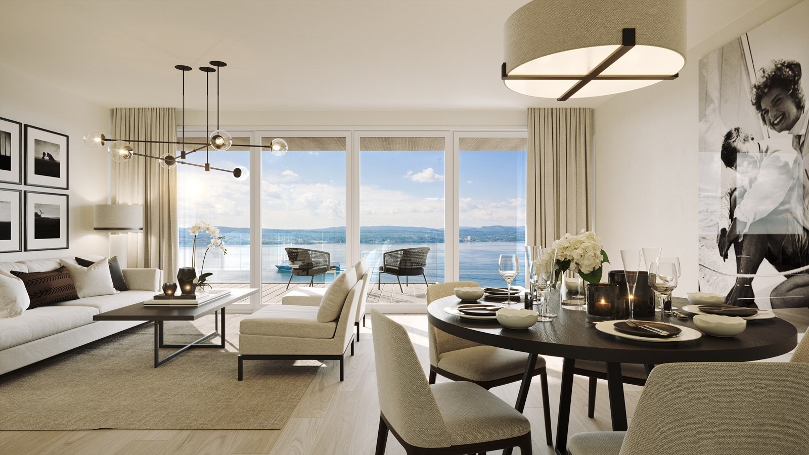 Spro havn D602 er en flott 3-roms leilighet med romslig balkong og utsikt over fjorden. Illustrasjonene er fra en annen leilighet. Planløsning, utsikt og standard kan avvike. Galleribilde