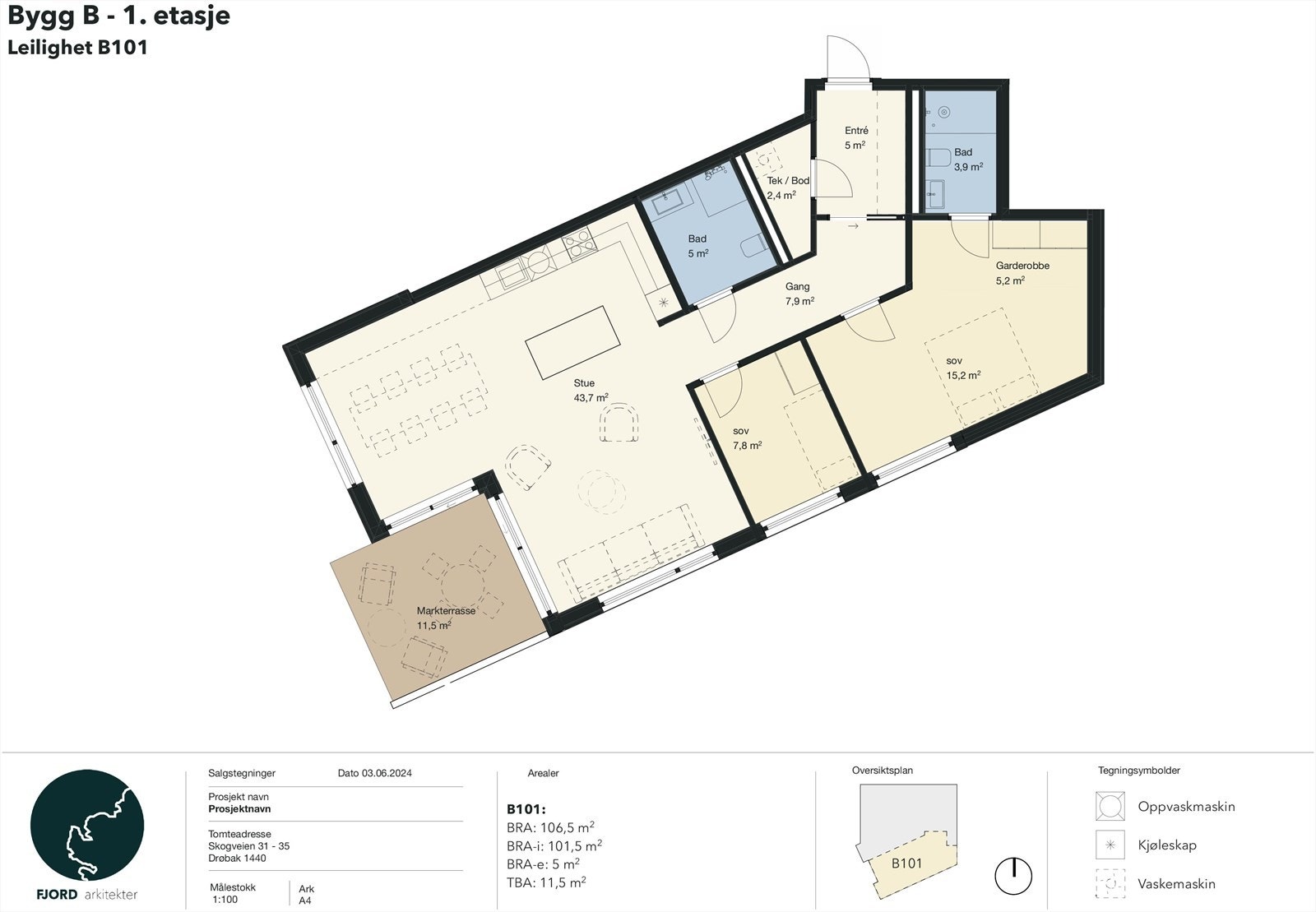 Planløsning - leilighet B101 Galleribilde