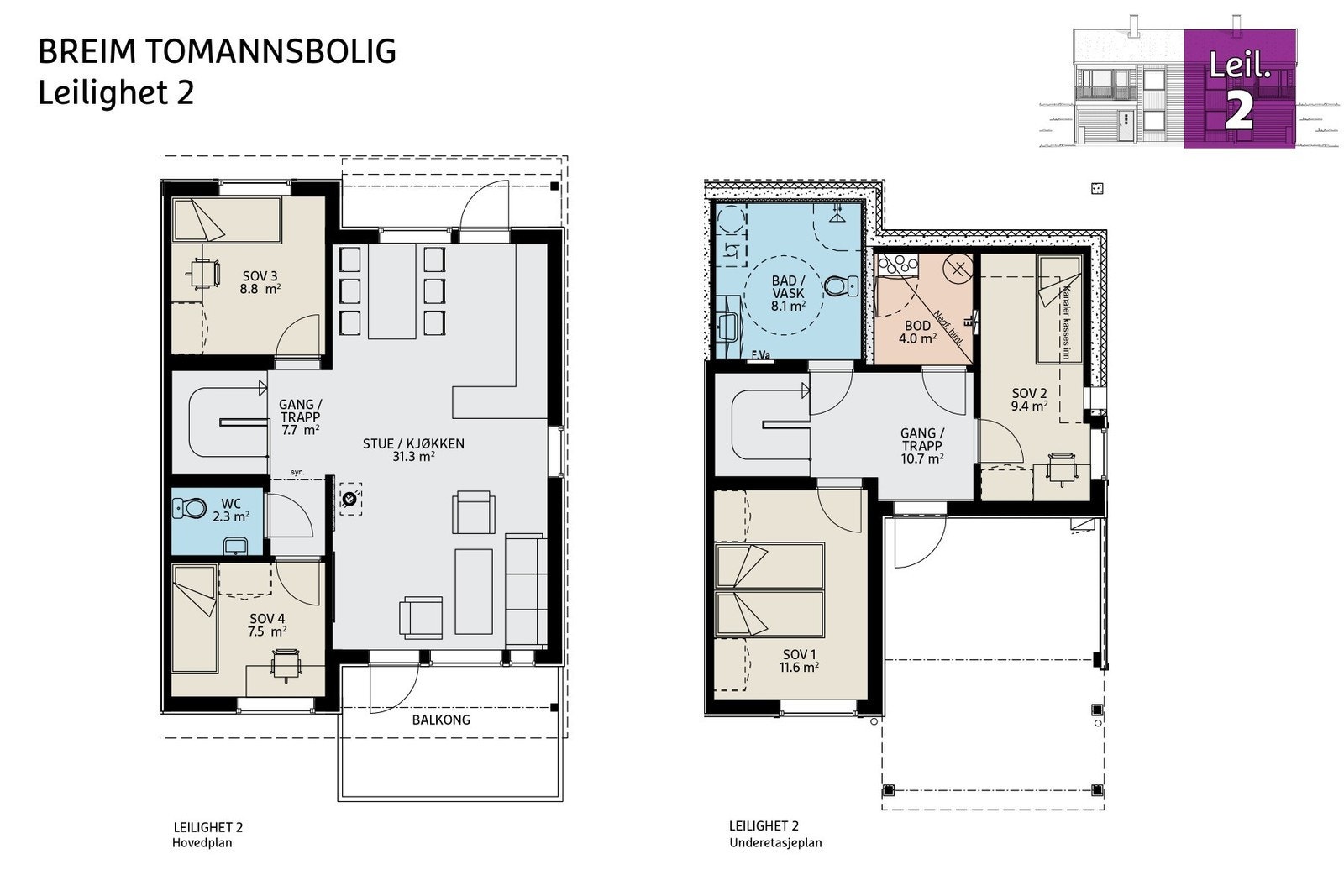 Plantegning leilighet 2 Galleribilde