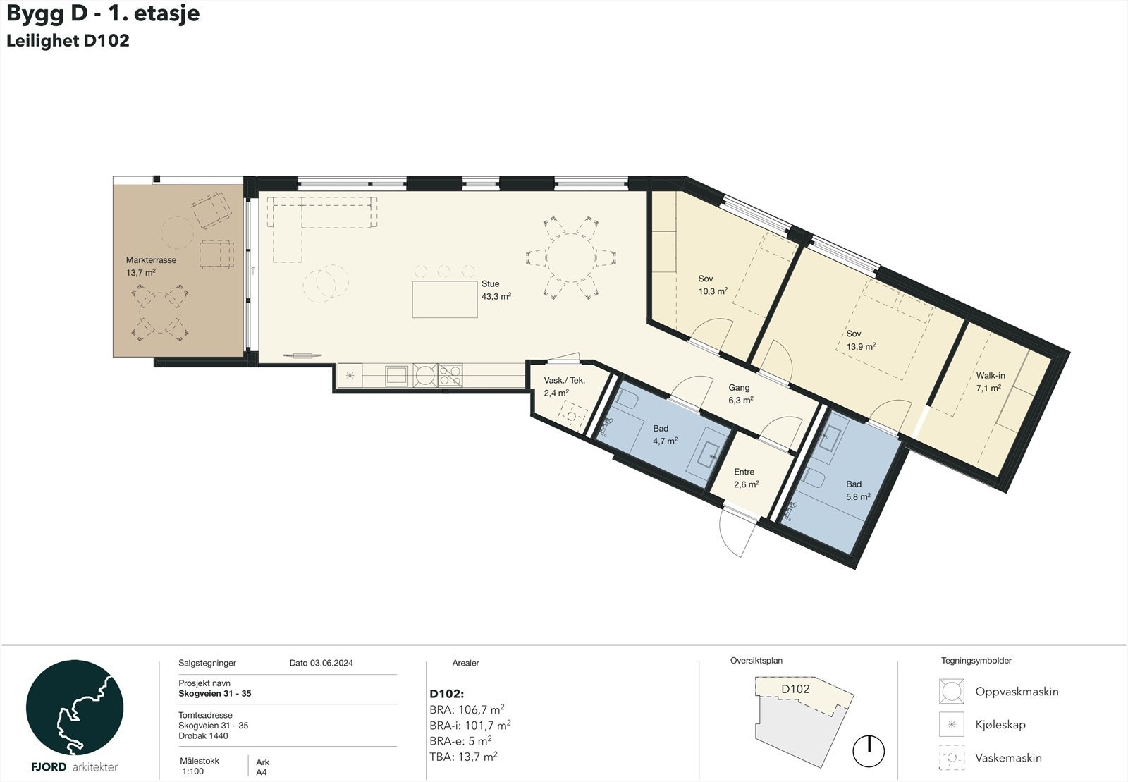 Planløsning - leilighet D102 Galleribilde