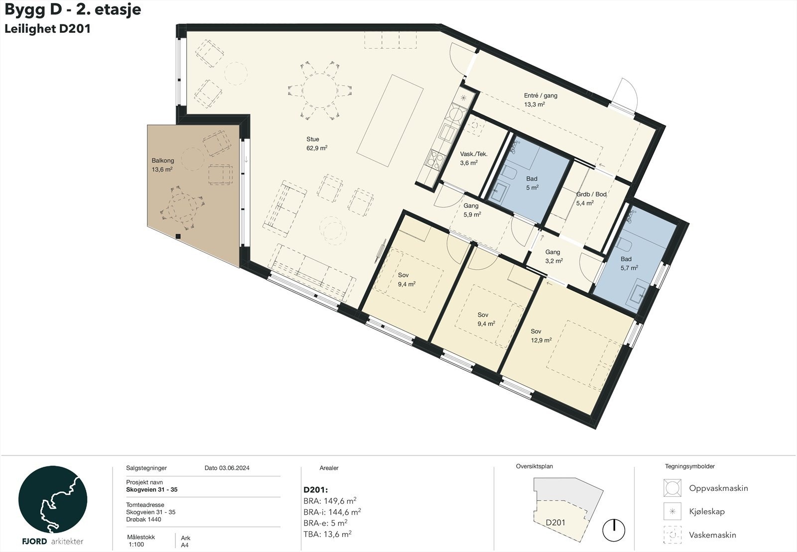 Planløsning - leilighet D201 Galleribilde