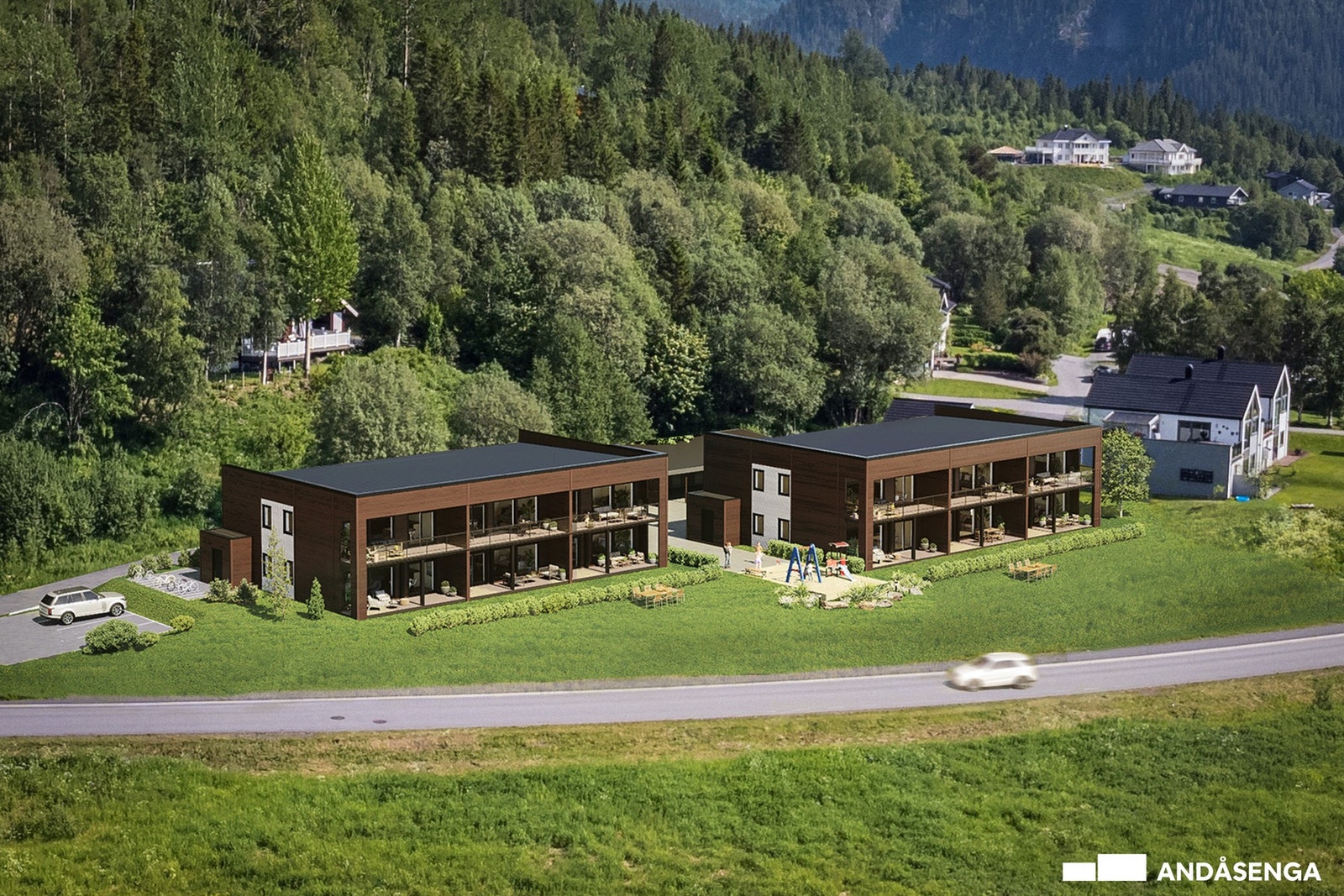 Sameiet vil få fine fellesarealer og plass til gjesteparkering. Galleribilde