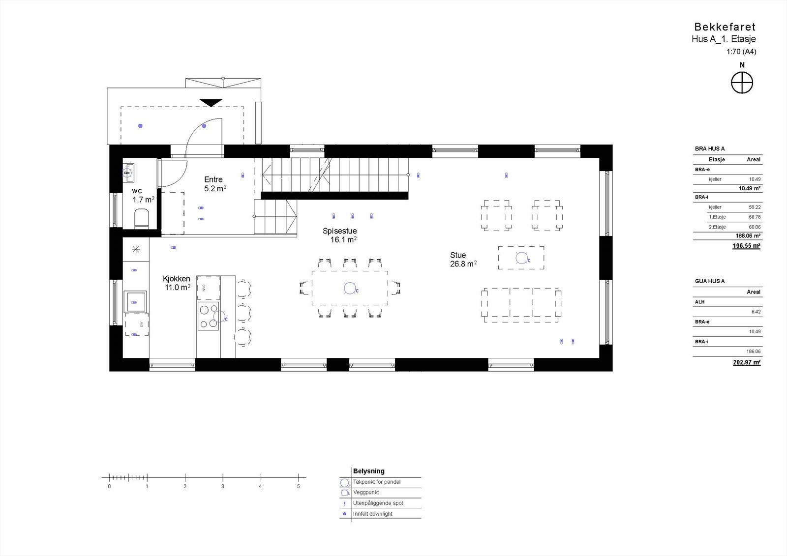 Salgstegning HUS A, hovedetasje. Galleribilde