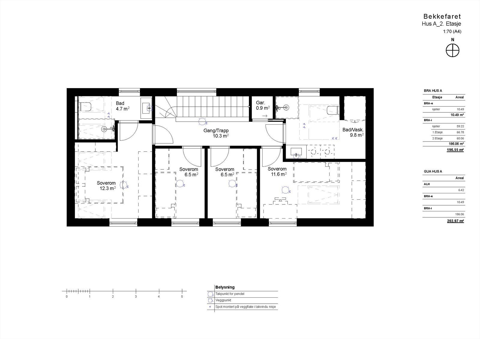 Salgstegning HUS A, 2.etasje. Galleribilde