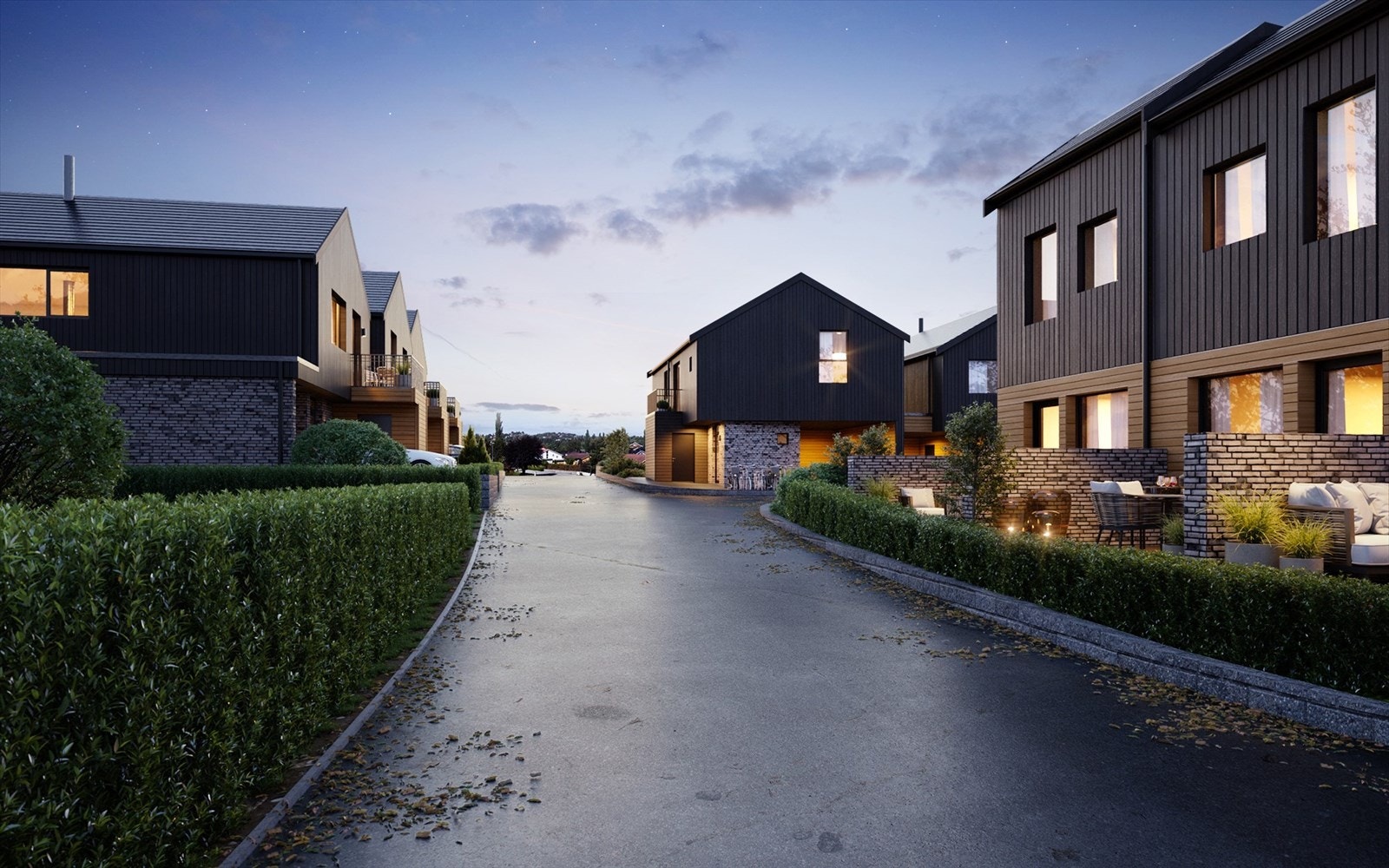 Boligene ligger i et rolig og etablert boligområde, uten gjennomgangstrafikk. Galleribilde