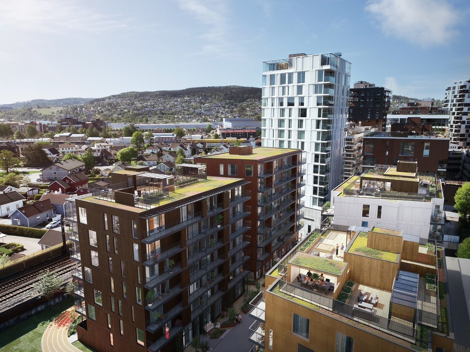 Det følger en egen privat del av takterrassen med leiligheten. På denne er det pergola inkludert i prisen. Galleribilde