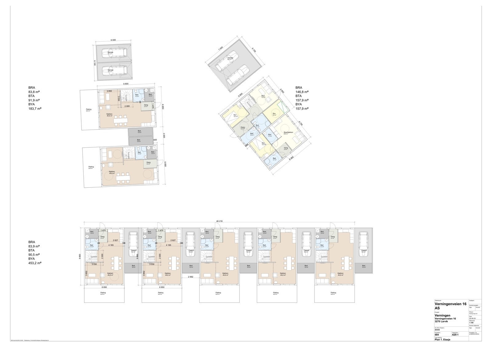 Byggetegning: Plan til alle boligene Galleribilde