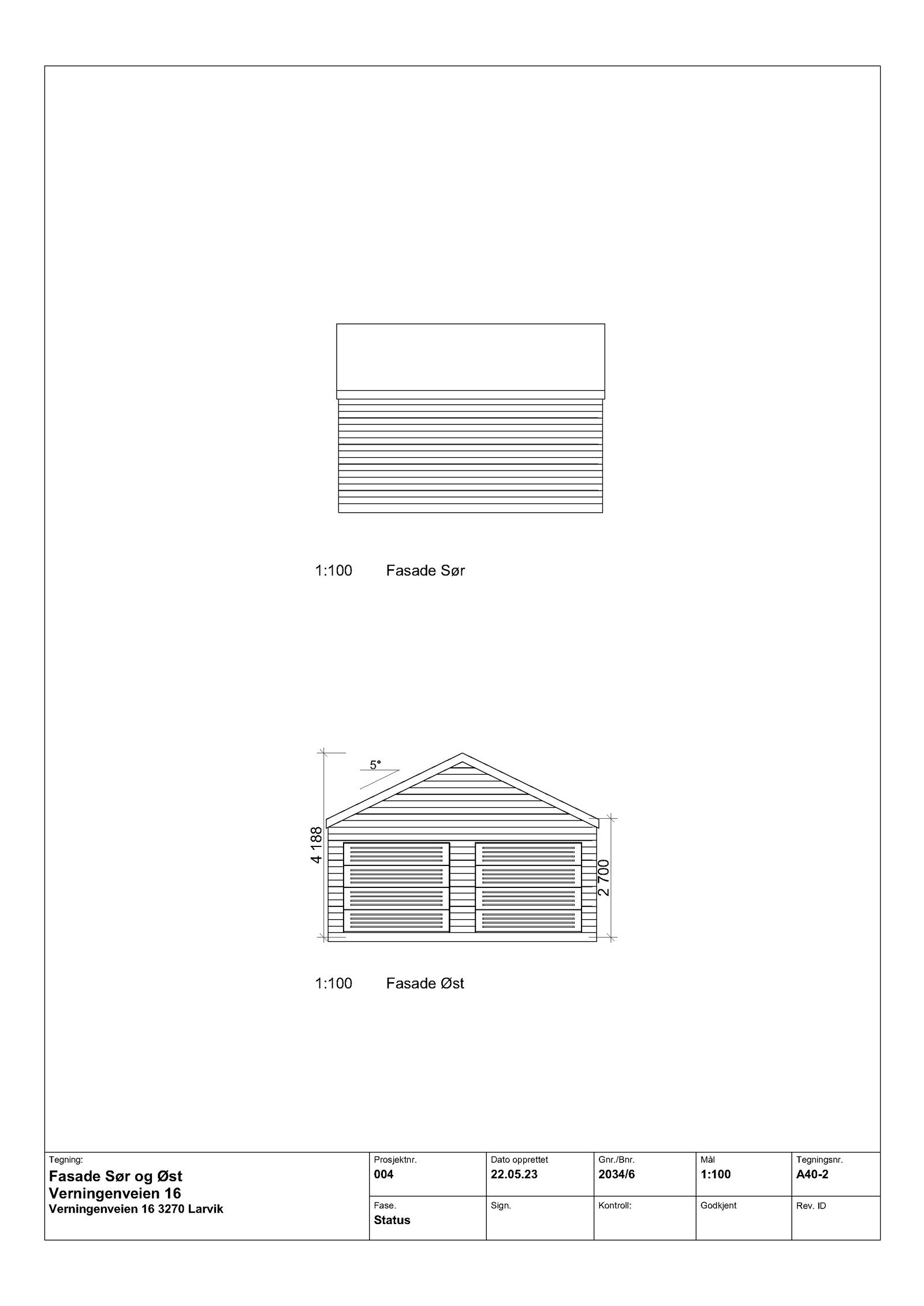 Byggetegning: Garasje til 16A-16B Galleribilde