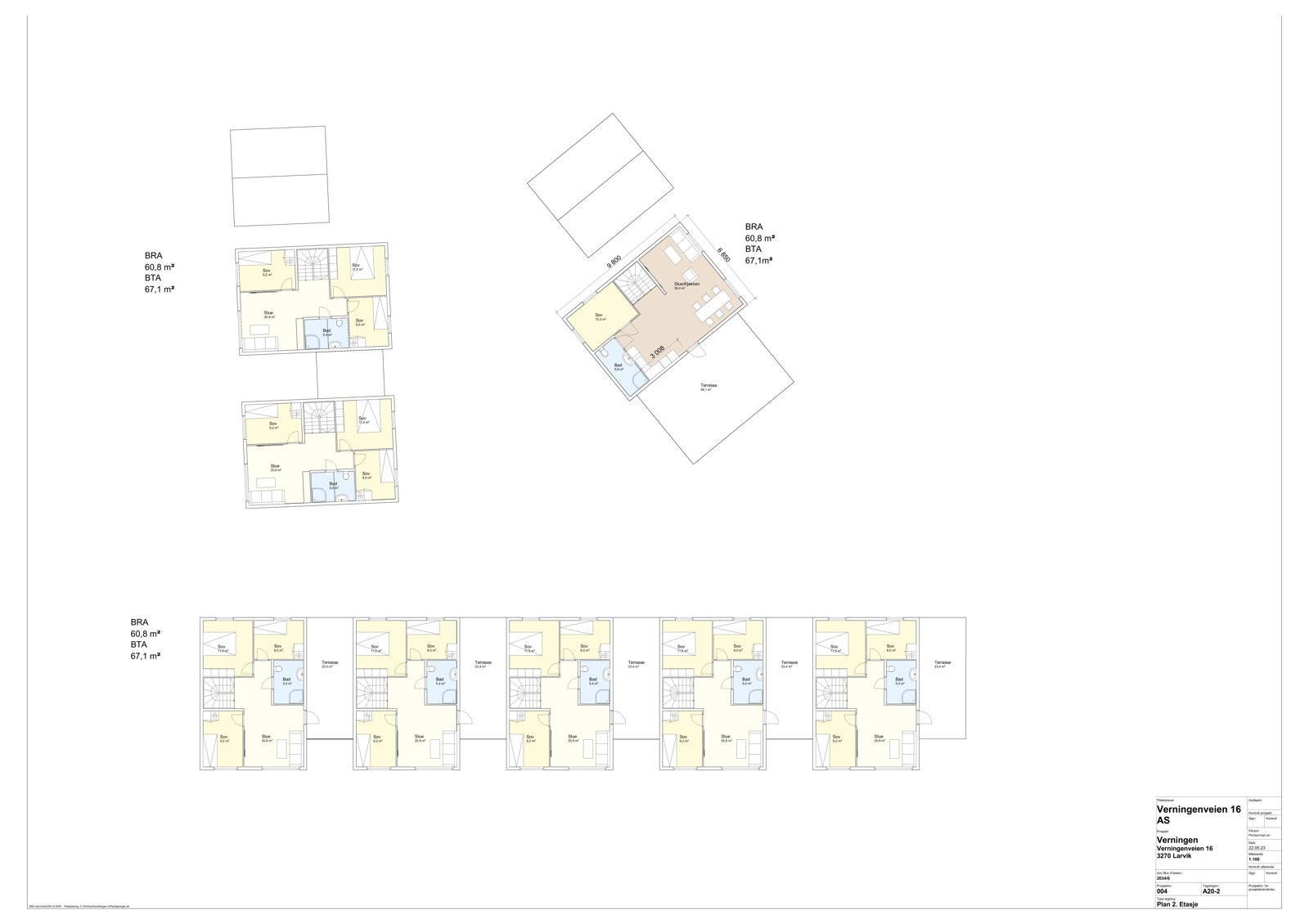 Byggetegning: Plan til alle boligene Galleribilde