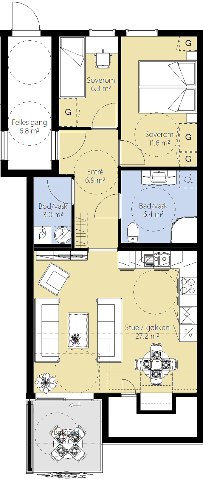 Plantegning leilighet B3-02 Galleribilde