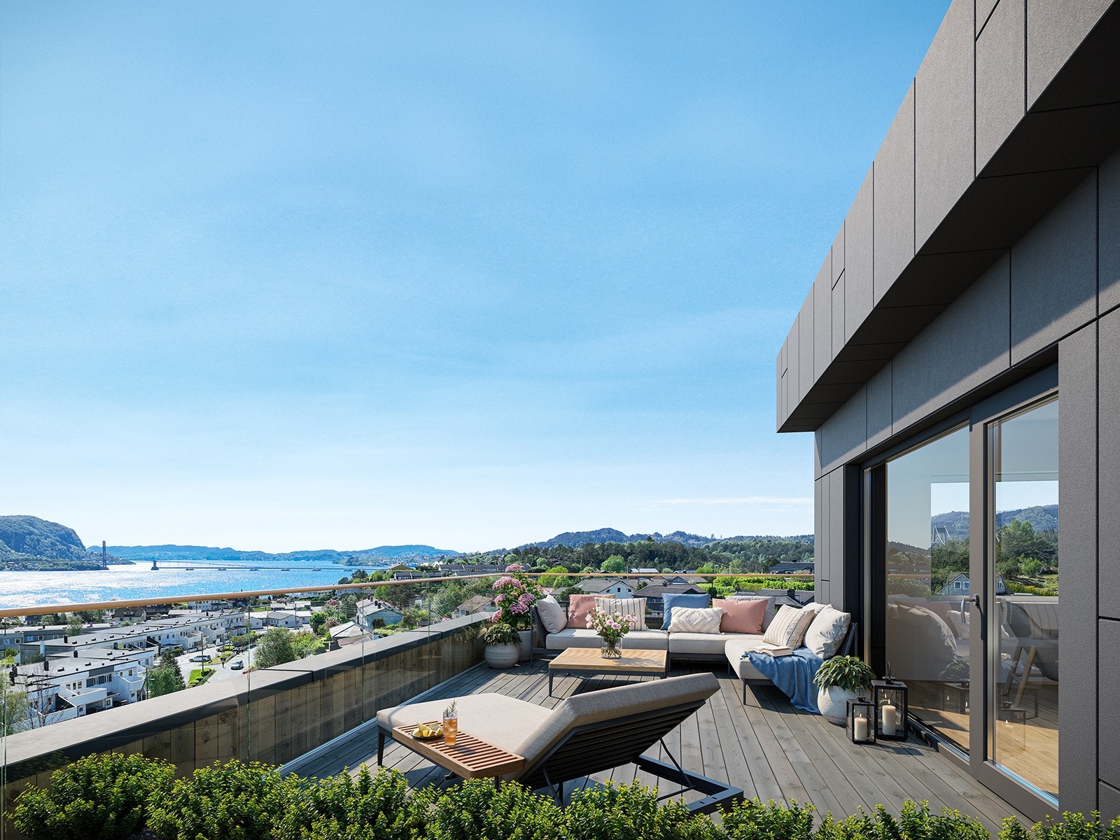 Her finnes leiligheter med markterrasse, balkong eller terrasse. Galleribilde