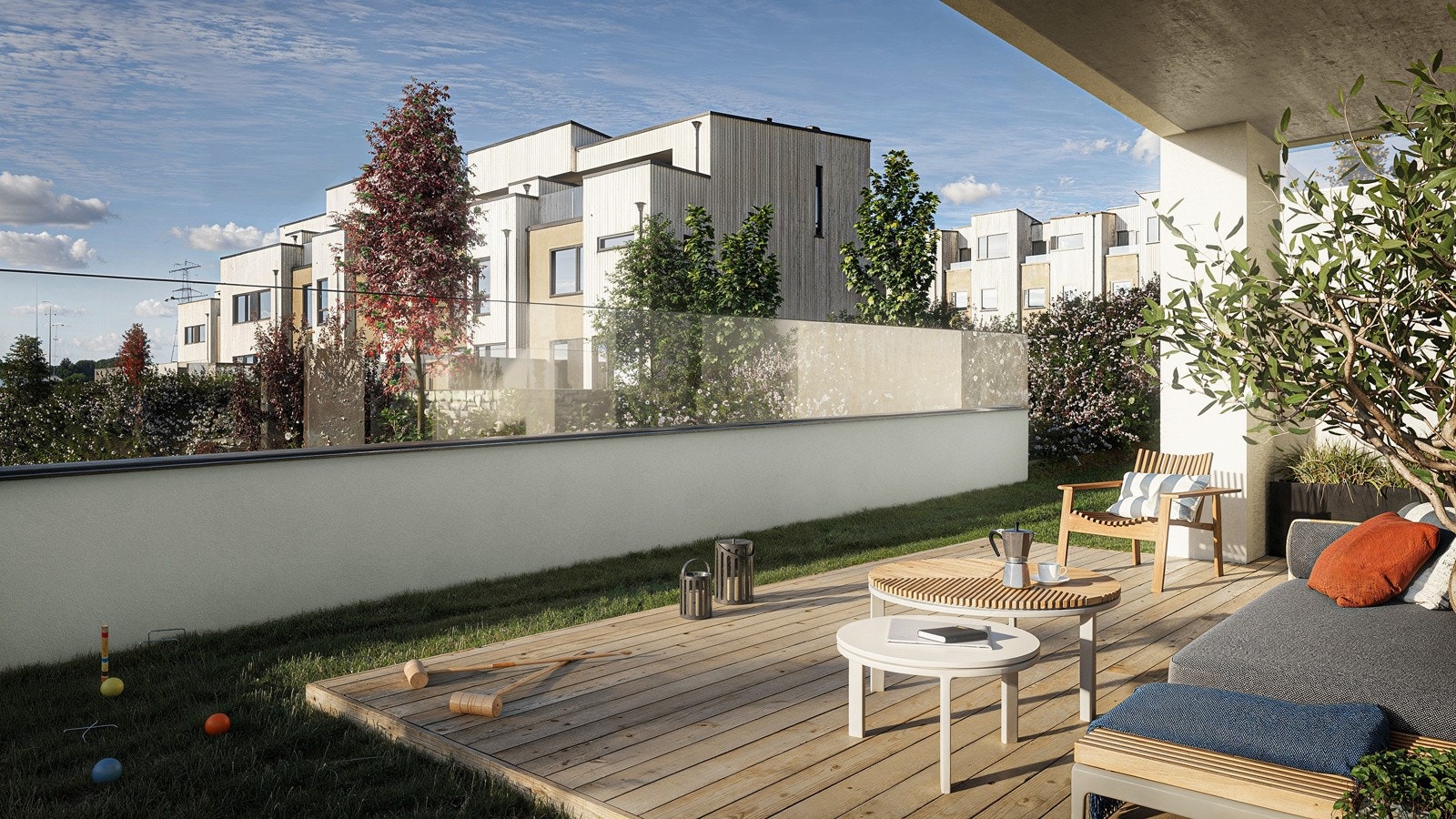 Beboerne i BBB1 vil alle få solrike uteområder. Galleribilde