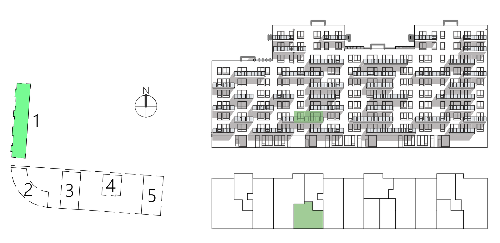 Leilighetens lokasjon i bygget Galleribilde