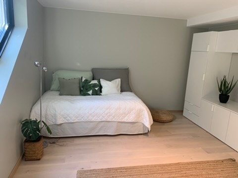 Det er nå gardiner foran vindu. Galleribilde