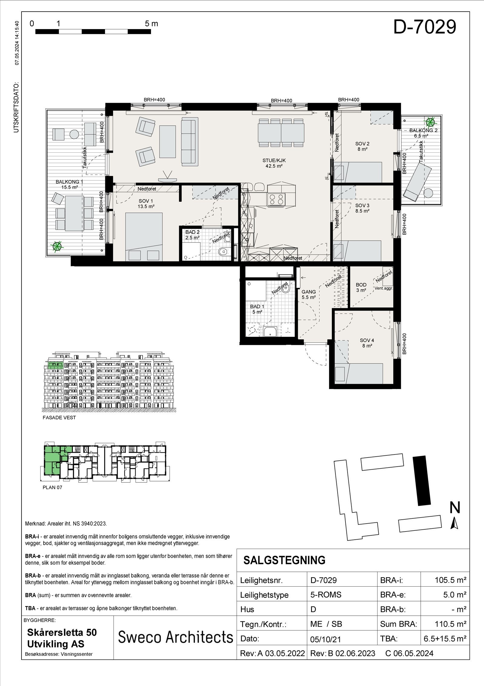 Salgtegning 5-roms med flott planløsning Galleribilde