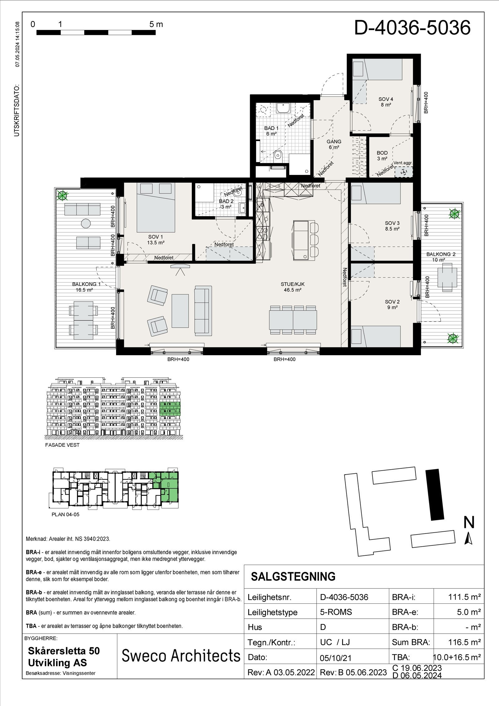 Salgtegning 5-roms med flott planløsning Galleribilde