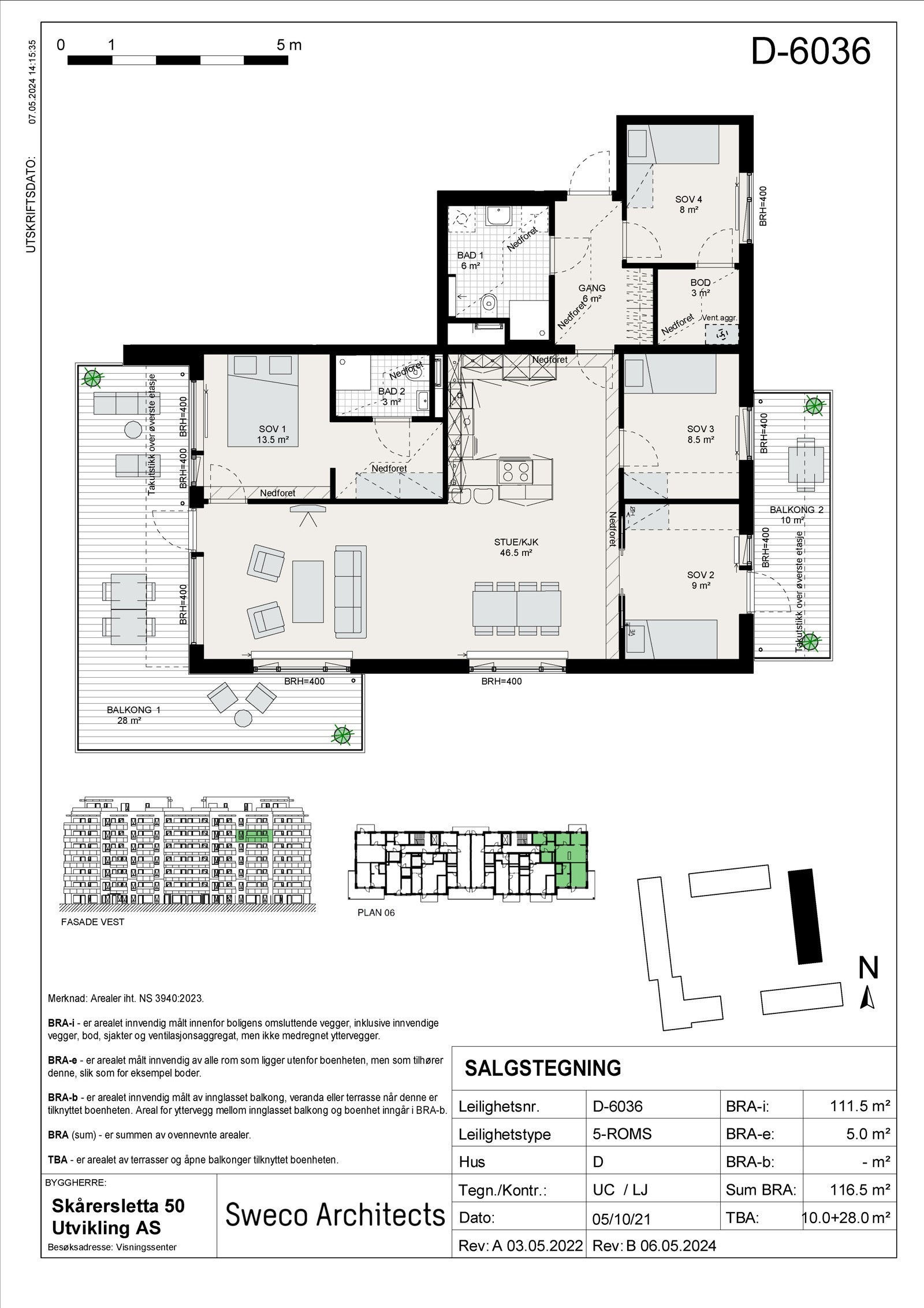 Salgtegning 5-roms med flott planløsning Galleribilde
